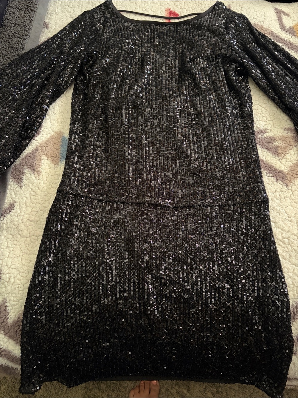 By Together Black Sequin Long-Sleeve Mini Dress